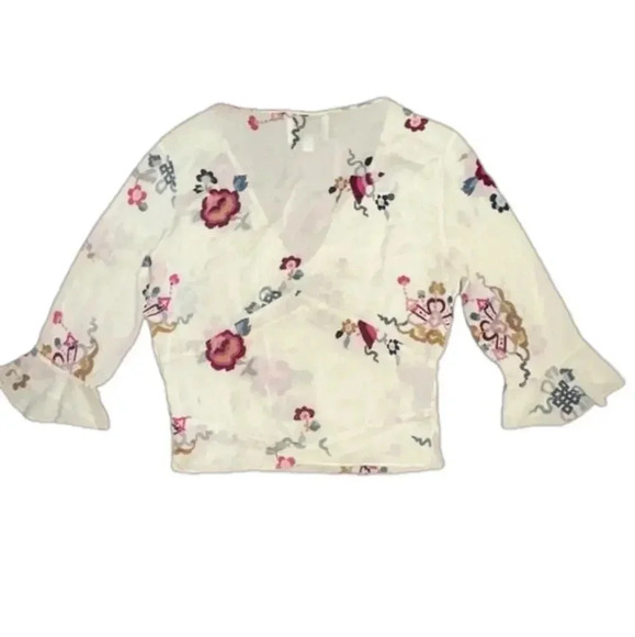 MAYLE LA FEMININ Floral Blouse Crop Sheer size 10 - Picture 4 of 5